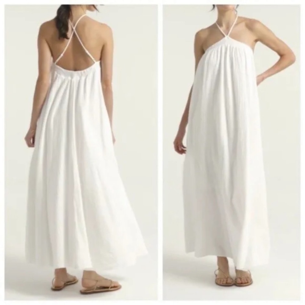 NWT J. Crew Halter White maxi dress in soft gauze Size Medium